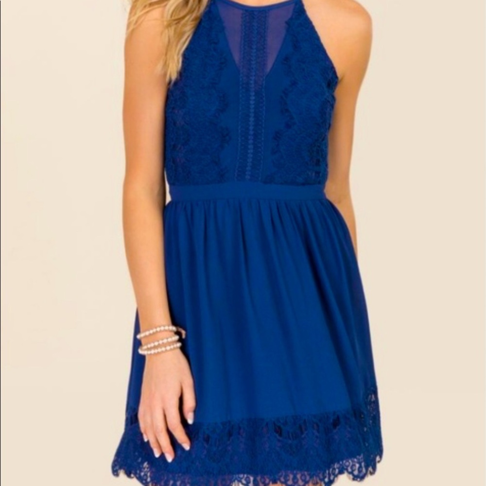 Navy Blue halter Homecoming dress